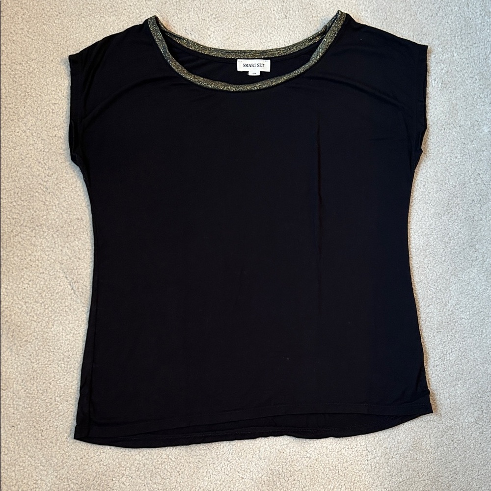 Smart Set Black Top with Gold Accents - Size S